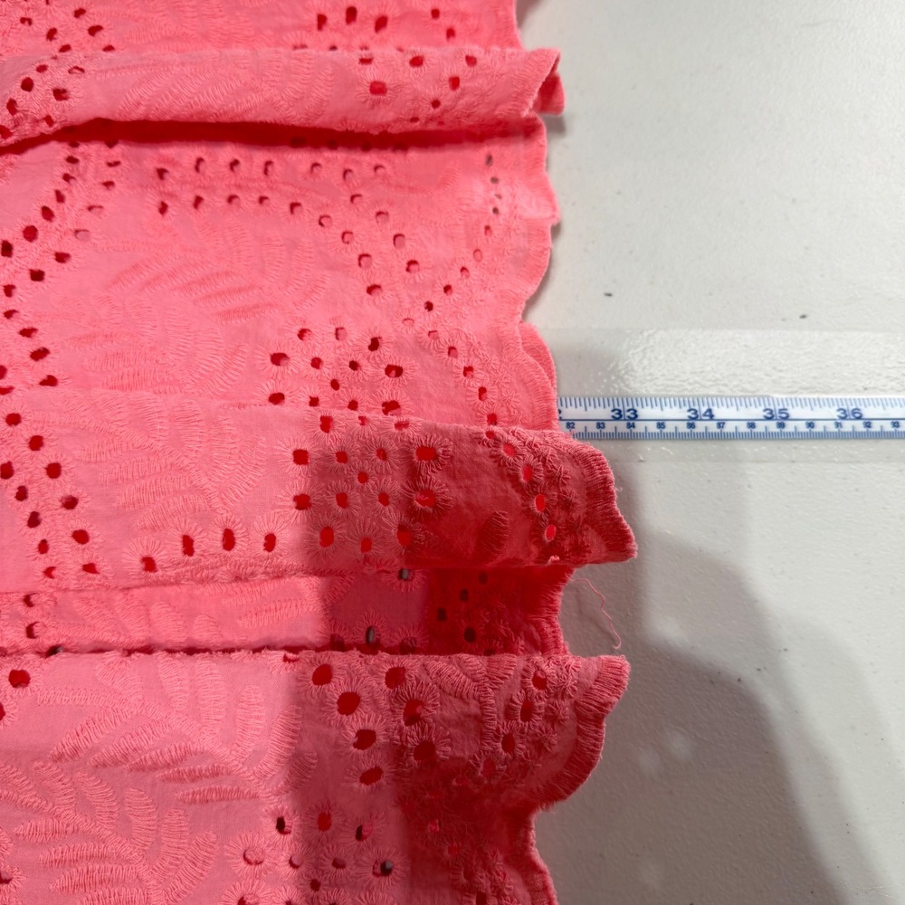 AQUA Eyelet Midi Skirt Womens S Pink Tiered Cotton Smocked Boho Cottagecore - Picture 10 of 10